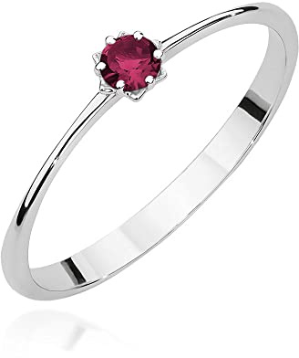MARKO Weißgold Damen Gold Verlobungsring mit Rubin 0.15Ct in Blumenform Fassung, 14 Karat Gold (585) | Goldring inklusive Box | Goldring für Frau