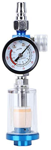 Pistolet régulateur de pulvérisation pneumatique, jauge de régulateur de pression d'air de régulateur de pistolet de pulvérisation avec manomètre de pression d'air 1/4 pour pistolets à peinture en aé