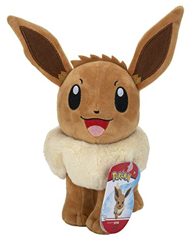 Pokémon PKW2386 – 20 cm plysch – Evoli/Eevee, officiell Pokémon plysch leksak for barn 2+