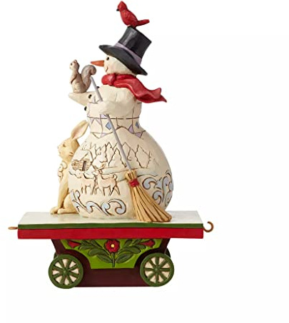 Enesco Jim Shore Heartwood Creek Snowman Standing on Train Car Figurine, 6.7 Inch, Multicolor