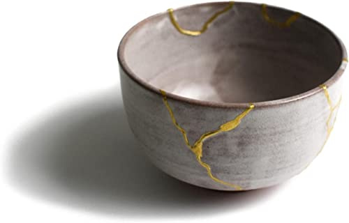Youkoya Authentic 24k Gold Kintsugi Bowl, Hand-Crafted in Shigaraki, Japan, Perfect for Traditional Matcha Tea, One of a Kind Piece of Art