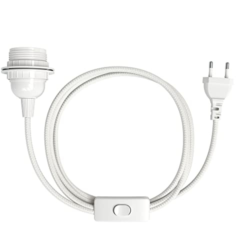 EAZY CASE – lampsockel E27 med kabel av tyg [med strömbrytare] – sockel E27 med kabel – lampfattning med strömbrytare – lampkabel med sockel – glödlampa med kabel – gör-det-själv-lamphållare med