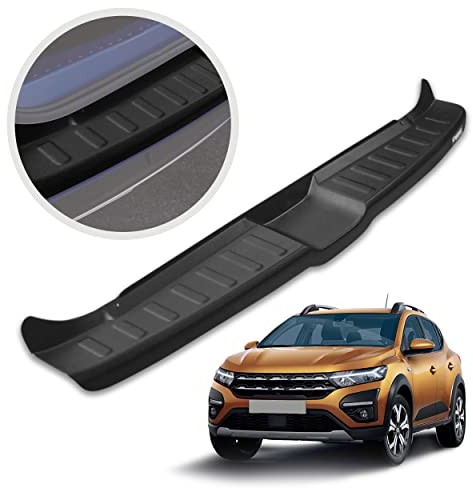 CHROMEMASTER| Protection de pare-chocs arrière | Compatible avec Dacia Sandero/Sandero Stepway 3 2021- | Plastique ABS, noir mat | Protection de seuil de Coffre pour protéger votre voiture des rayures