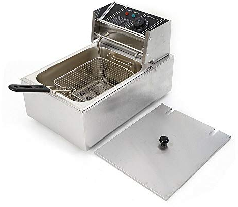 RibasuBB Friteuse électrique Comerliche 6L - Friteuse électrique - Friteuse à zones froides - Friteuse en acier inoxydable - 2500 W - 220 V - Pour restaurants rapides - Snackbars - Frite