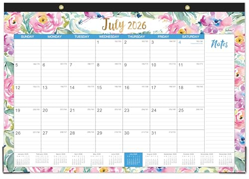 Desk Calendar 2026-2027 - Jul. 2026 - Dec. 2027, 18 Months Large Monthly Desk Calendar 2026-2027, 17 x 12, Desk Pad, Large Ruled Blocks, To-do List & Notes