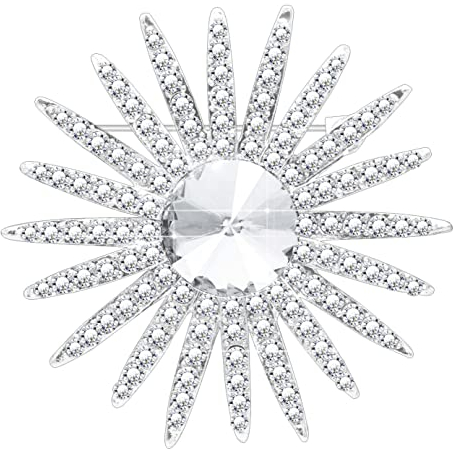 KristLand Kristall Sonne Blume Brosche für Frauen Damen Braut Art Deco Retro Winter Mantel Schal Pin Hochzeit Party Geburtstag Brautjungfer Geschenk