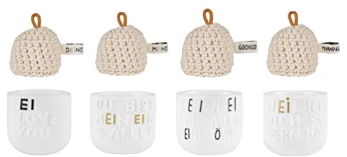 Colour-up Eierbecher 4er-Set mit unterschiedlichen Motiven und 4 Mützen - Räder Design