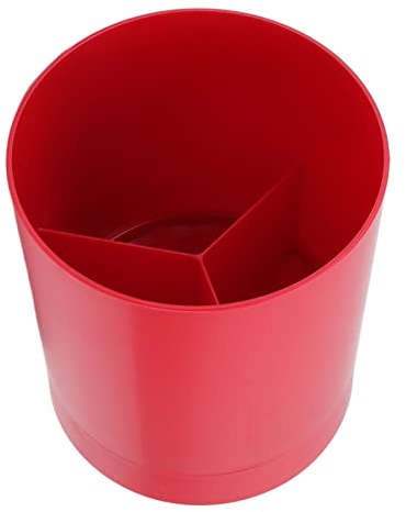 Égouttoir à Couverts pour Comptoir, Panier à Baguettes Simple Rotatif à 360 Degrés avec Trou D'égouttoir, Récipient de Rangement pour Ustensiles de Table pour Cuisine à Domicile(Rouge)