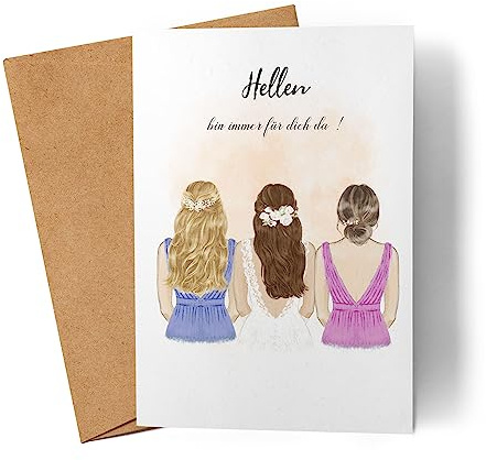 Kiddle-Design Trauzeuginnen Karte Personalisiert Brautjungfer Fragen Frage Danke-Geschenk für Freundinnen Braut Brautjungfern & Brautparty Grußkarte