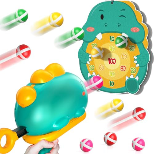 KukuFun Kids Dinosaur Shooting Game Toys for 3-6 Years Old Boys, 12 Sticky Balls, 1 Dinosaur Launcher, 1 Board, Indoor & Outdoor Toys for Boys