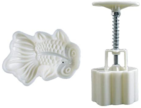 Plastic Mooncake Stamp Goldfish Shaped Mooncake Molds Festival DIY Hand Press Mooncake Cutters Pastry Decorating Gadgets Pastry Tools And Accessories
