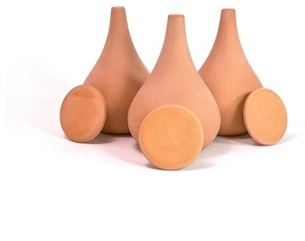 Alppos Oyas a 3 Oyas à Planter de 300 ML en Terre Cuite avec Couvercle - ollas pour Plante intérieure et extérieure - Goutte à Goutte par capilarité