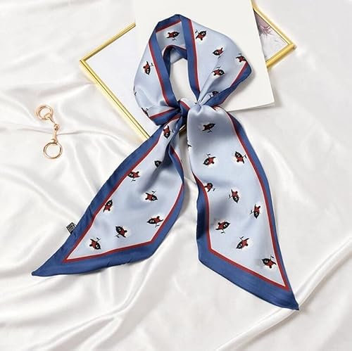 ZzzaNa Langes Damen-Stirnband mit niedlichen Fischen, dünner Krawattenschal, Multifunktionstiere, seidiger Kopf, Dekorationsschals Schals (Color : Blu, Size : 13x150cm)