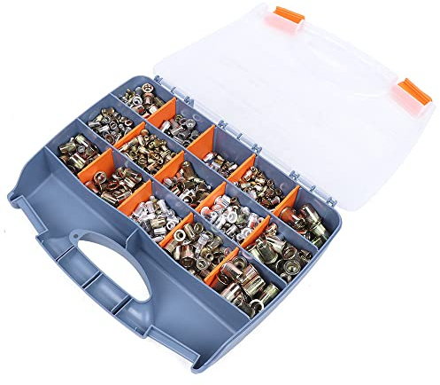 1200 Stück Nietmuttern Set, Blindnietmuttern Nietmutter Edelstahl Zugnietmutter mit Aufbewahrungsbox M3 M4 M5 M6 M8 M10 M12 Nietmuttern Sortiment