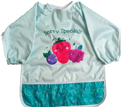 Madrona Brands Full Sleeve Waterproof Berry Special Toddler Baby Bib | Arts & Crafts Smock Cover, Paint Apron | Fits Kids 1-3 Years