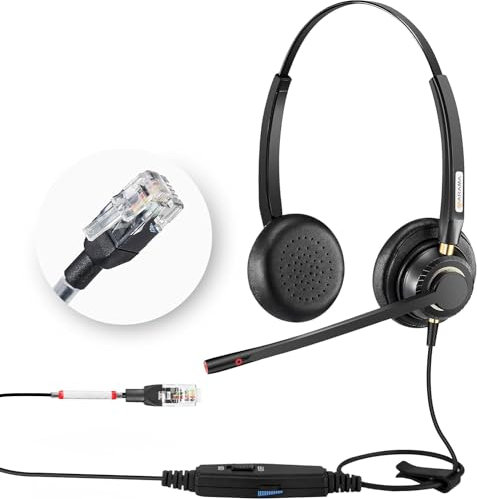 Arama Telephone Headset with Microphone Noise Cancelling, RJ9 Headset Work for Cisco 7940 7942 6921 7821 7960 7970 7971 7931G 7941G 7945G 7962G 8841 8861 Call Centre Office Landline Desk IP Phones