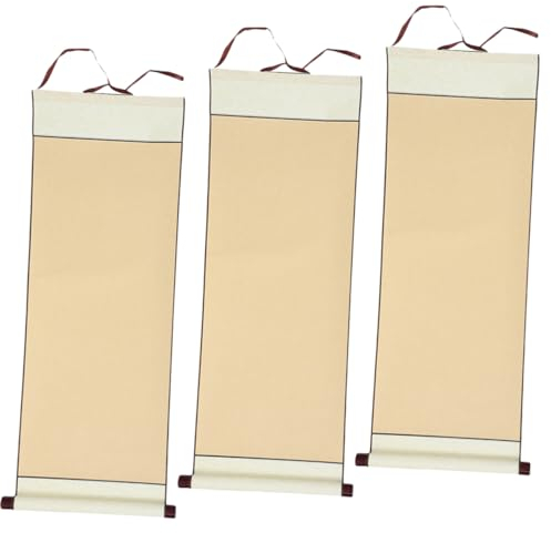 NUOBESTY 3pcs Vintage Red Antique Xuan Paper Scrolls 30x80cm Calligraphy Art Scrolls for Chinese Painting and Writing, Half-raw Parchment Paper Suitable for Brush Calligraphy and Home Decoration