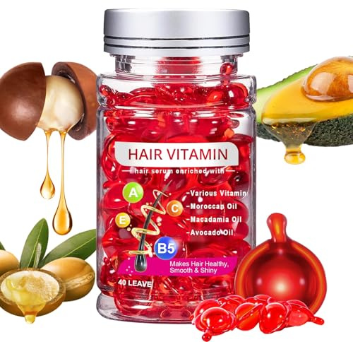 podafu Hair Treatment Serum No Rinse Vitamin Serum Oil Capsules for Hair Enriched with Vitamin A C E B5 Moroccan Avocado Oil for Hair Repair