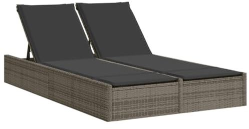 vidaXL Tumbona Doble con Cojines ratán sintético Gris