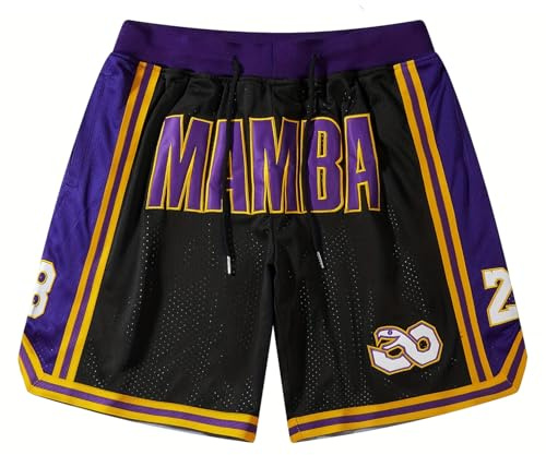 Mengmiao Basketshorts för män - NBA sportshorts som andas och torkar snabbt med blixtlåsfickor, lös passform shorts för träning och utomhus, 8-24/svart, S