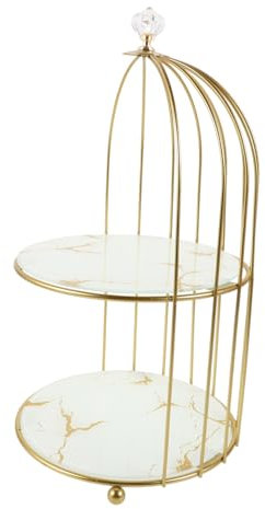 CIYODO Cake Stand Forma Di Gabbia Per Dolci Elegante Supporto Per Torte Dorato Con Motivo Per Matrimoni Feste Di Compleanno e Shower