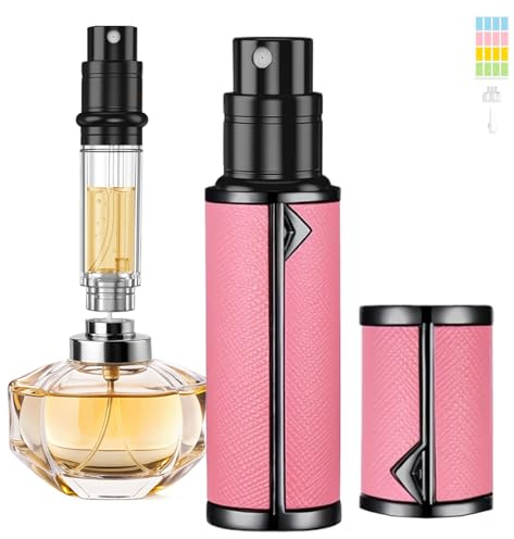 JOOMOKO Perfume Atomiser, Perfume Travel Bottle, 5ML Atomiser Spray Bottle Portable Perfume Dispenser Easy to Refill Cologne Dispenser for Women and Men (Pink)