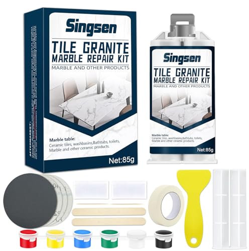 Kit Riparazione Piastrelle Granito Marmo, (Match Colore), Kit Riparazione Porcellana Impermeabile, Kit Riparazione Piastrelle per Marmo, Quarzo, Piastrelle, Resina, Acrilico, Granito e Altro