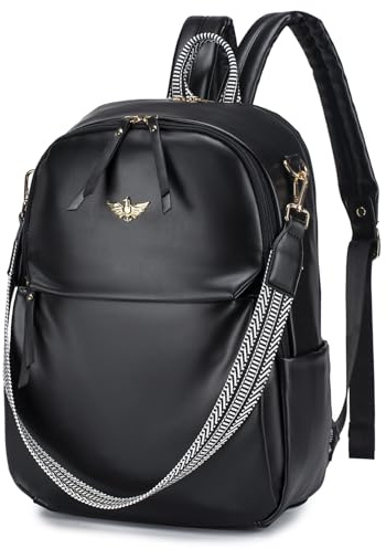 BAGZY Rucksack Damen Laptop Rucksack 14 Zoll Reiserucksack PU Leder Rucksack Wasserdicht Damen Rucksäcke Büchertasche Tagesrucksack für Kabine/Hochschule/Büro