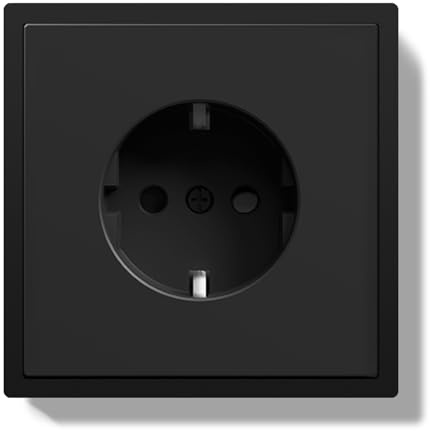 BSEED Schuko Steckdose Unterputz, Wandsteckdose 16Amp mit PC Rahmen, Einzelsteckdose mit Krallen, 1 Fach Schwarz