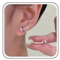Cybche Boucles D'oreilles En Cristal Violet Boucles D'oreilles Strass Grimpantes Boucle D'oreille Or Cz Crawler Boucle D'oreille Papillon Violet Boucl D'oreill Mariage Boucl D'oreill