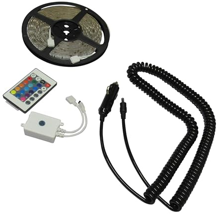 LED Strip Lights Remote Controlled (12V 5M Christmas Flagpole Decorations Caravan Motorhome) (Without Flagpole & Super Stake)