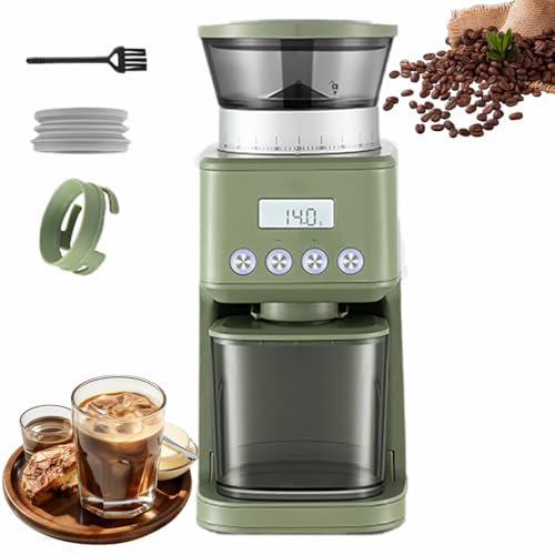 Molinillo de café eléctrico, 51 ajustes de molienda precisos, Molinillo de café expreso, 80 g de Gran Capacidad, Molinillo de café eléctrico, pequeño Molino de café automático de Acero Inoxidable