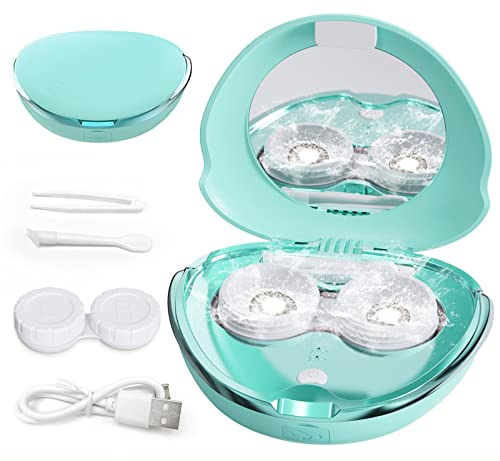 Contact Lens Cleaner Machine, Ultrasonic Portable Contact Lens Cleaner with USB Charger, Small 56kHz High Frequency Vibrate, for Soft Lens, Colored Contact Lens, Hard Lens, RGP Lens (Green)