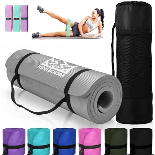 Kingdom Fitness 15mm 20mm Extra Thick Yoga Mat Set | NBR Non-Slip Exercise Mat, Carry Bag, Strap & Resistance Band