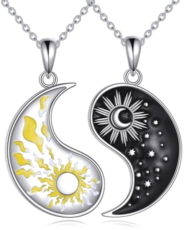 DAYLINLOVE Paar Halskette 925 Sterling Silber Yin Yang Design für Sie und Ihn Geschenk für Frauen und Männer