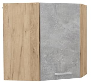 Vicco Eckhängeschrank R-Line, Beton, 57 cm | Verbindet zwei Küchenseiten · 1 Einlegeboden · 1 Tür · Tiefe – 31 cm · Platzsparende Ecklösung ✓