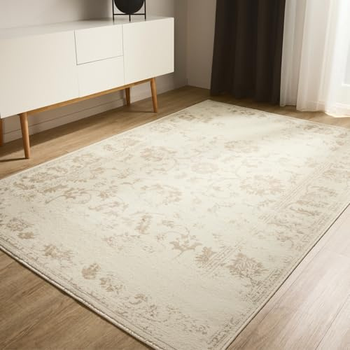 benuta Basic Teppich Suki - Creme/Beige 120x170 cm - Kunstfaser - Rechteckig & im Style: Vintage, Orient Style - Pflegeleicht für Wohnzimmer Schlafzimmer