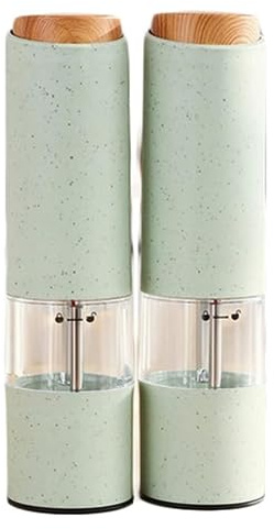 OXFUZZ Pepper Mill Electric Salt Pepper Grinder Set Led Light Automatic Spice Herb Mill Adjustable Coarseness Salt Pepper Grinder(Grün,2pcs)