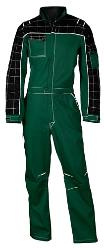 SADISRLS Tuta da Lavoro Professionale Bicolore per Carrozziere Meccanico Gommista Agricoltore, Cotone/Poliestere, Multitasche con Cerniera Zip - Resistente Multitasche (Verde, M)