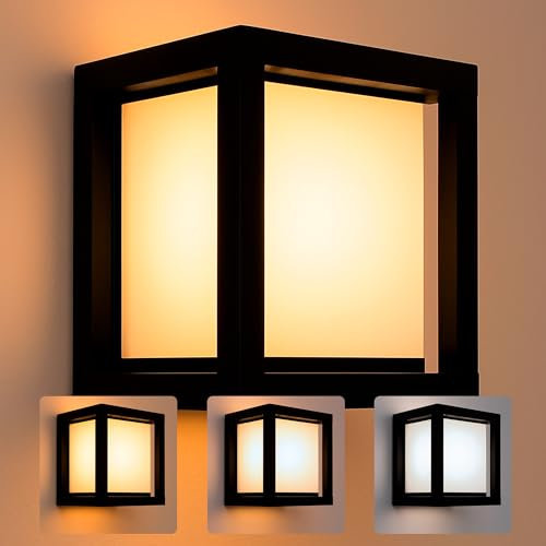 FactorLED Aplique de Pared Exterior 15W, 1350Lm, IP65 Impermeable, Lampara Pared Cuadrada Moderna, Luz Seleccionable 3000K 4000K o 6000K, ideal para jadin, terraza, porche, garaje o patio (1, MALMO)