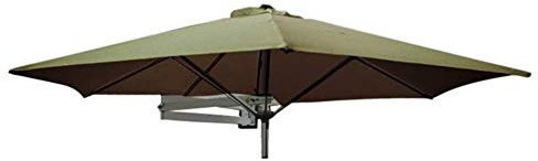 ZJFHEYUO Parasols 2.5m Wall Balcony Patio Umbrella, Garden Furniture Centre Square Wall Mounted Cantilever Tilting Sun Shade Umbrella With Metal Pole Premium Garden Parasol Umbrella, Khaki