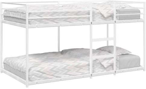 Teenpull Våningssäng, stål, vit, 100 x 200 cm, utan madrass, robust ram för barn, ungdom och gästrum, utrymmesbesparande möbler med säkerhetsram, hållbar bas för hemmet.