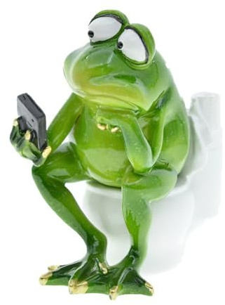 Frog Statue | Collectible Sculpture for Bathroom,Resin Frog on Toilet Figurine, Decorative Sculpture for Bedroom Patio Garden Bathroom