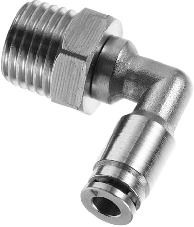 Winkel Luftleitungsverbinder 90° mit Npt Außengewinde aus Kupfervernickelt | Steckverbindung für Enge Installationen, Pneumatische Systeme, Silberfarben, Hohe Druckfestigkeit