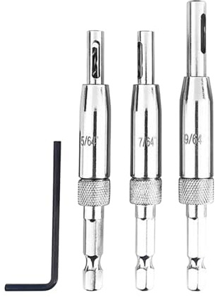 Self Centering Drill Bit Set, 3 Pcs High Speed Steel Hinge Drill Bits, Self Centring 1/4 Inch Drills Bits for Door, Window, Cabinet Hinge Pilot-Hole