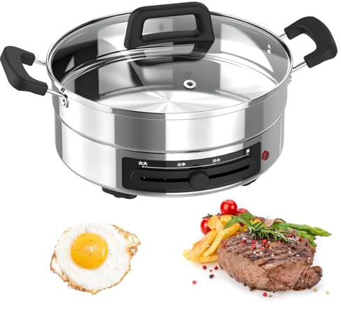 Pizza Maker elettrico, padella elettrica, forno per pizza portatile da interno 4 in 1, macchina per pancake e omelette, 3 livelli di regolazione della potenza, senza rivestimento