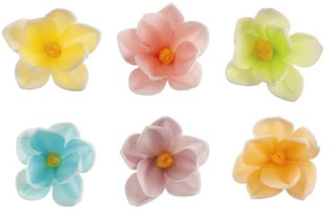 dekora – 35 Décorations de Gateau d'Anniversaire Comestibles, fleurs en azyme 3,5 cm – 6 couleurs assorties – cupcakes et desserts – Sans gluten et sans lactose