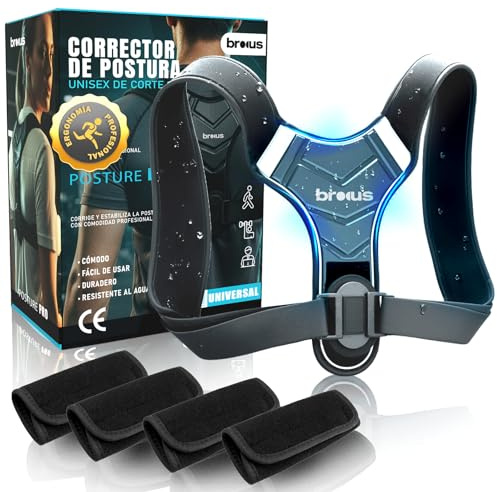 broous® SUPER Corrector Postura Espalda | Corrector de Postura Ajustable Hombre y Mujer | Espalda Recta | Espaldera | Transpirable + 4 Almohadillas | Alivio Dolor de Espalda | TALLA ÚNICA