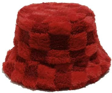 Cazqgoy Vinter fuskpäls hinkhatt, plysch fiskarhatt, kvinnors fiskehatt vinterhatt fluffig hinkhatt, Röd, L