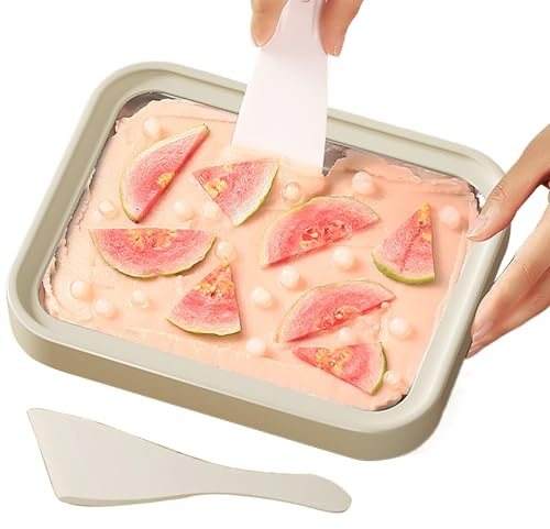 yakermur Kit per gelato arrotolato, piastra per congelare senza elettricità, vassoio per gelato con 2 raschietti | per principianti, panettieri, organizzatori di feste, proprietari di bar, ristoranti